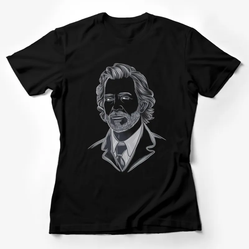 Classic Portrait T-Shirt, Vintage Inspired Black and White Graphic Tee, Stylish Men's and Women's Shirt Female T-Shirt