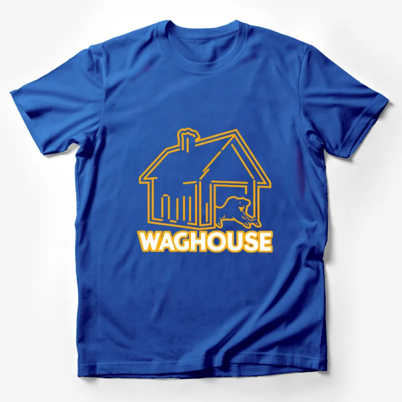 Waghouse Dog and Home Silhouette T-Shirt, Golden Line Art, Pet Lover Tee, Comfortable Casual Wear, Unisex Shirt Male T-Shirt