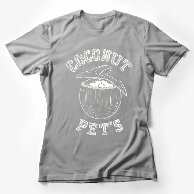 Coconut Pets Funny T-Shirt, Tropical Style Black Tee, Unique Beach Vacation Outfit, Vegan Gift Idea Female T-Shirt