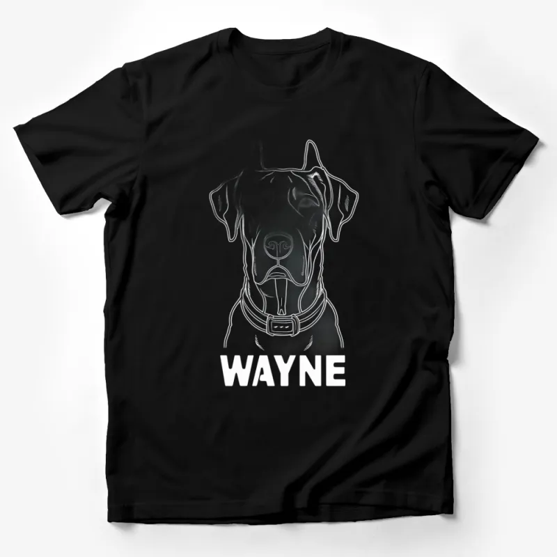 Wayne the Great Dane Line Art T-Shirt, Minimalist Dog Design, Pet Lover Tee Male T-Shirt