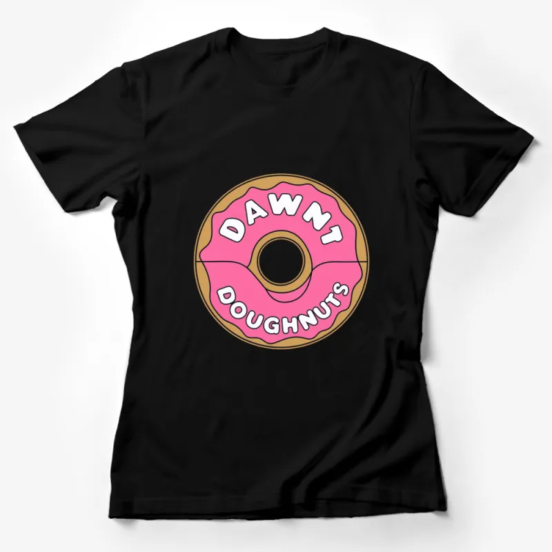 DawnT Doughnuts Pink Frosted Donut Graphic T-Shirt, Stylish Casual Wear, Foodie Gift Female T-Shirt