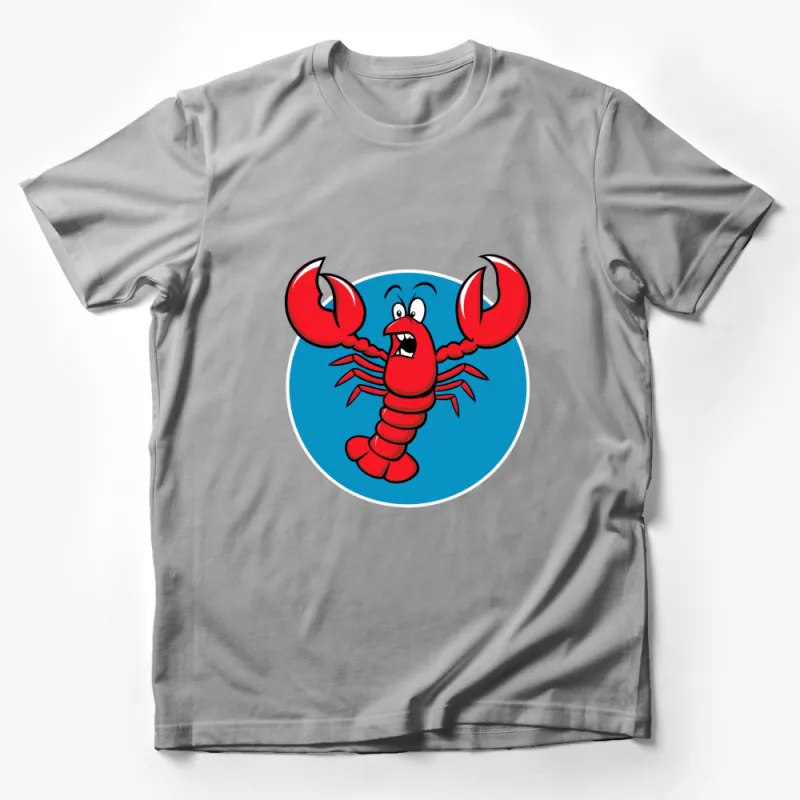 Funny Red Crab Cartoon T-Shirt, Cute Animal Character Shirt, Unisex Kids and Adult Sizes Male T-Shirt