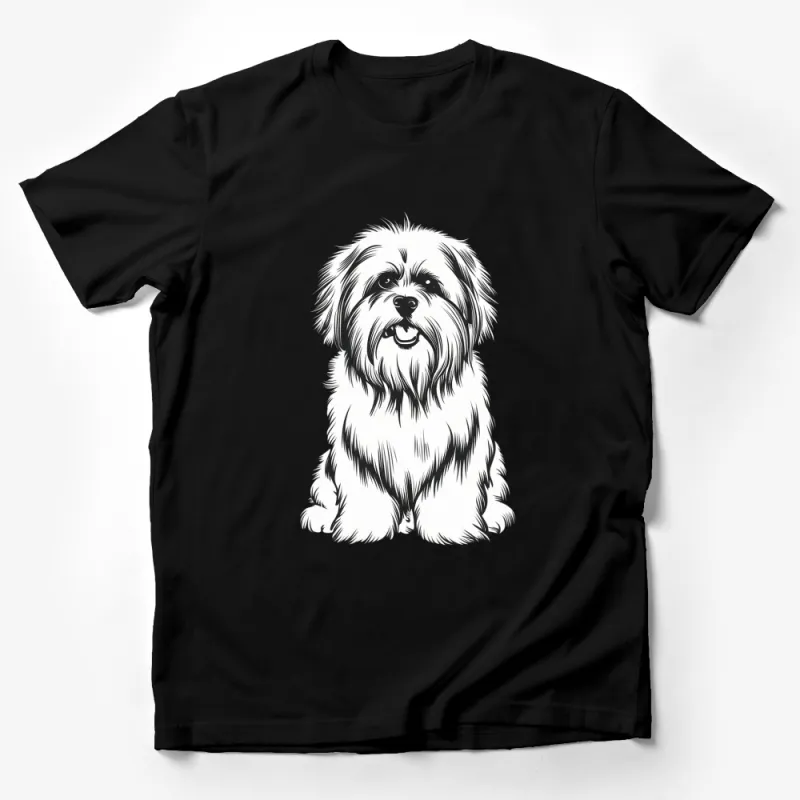 Cute Shih Tzu Dog T-Shirt, Black and White Graphic Tee, Pet Lovers Gift, Animal Illustration Top Male T-Shirt