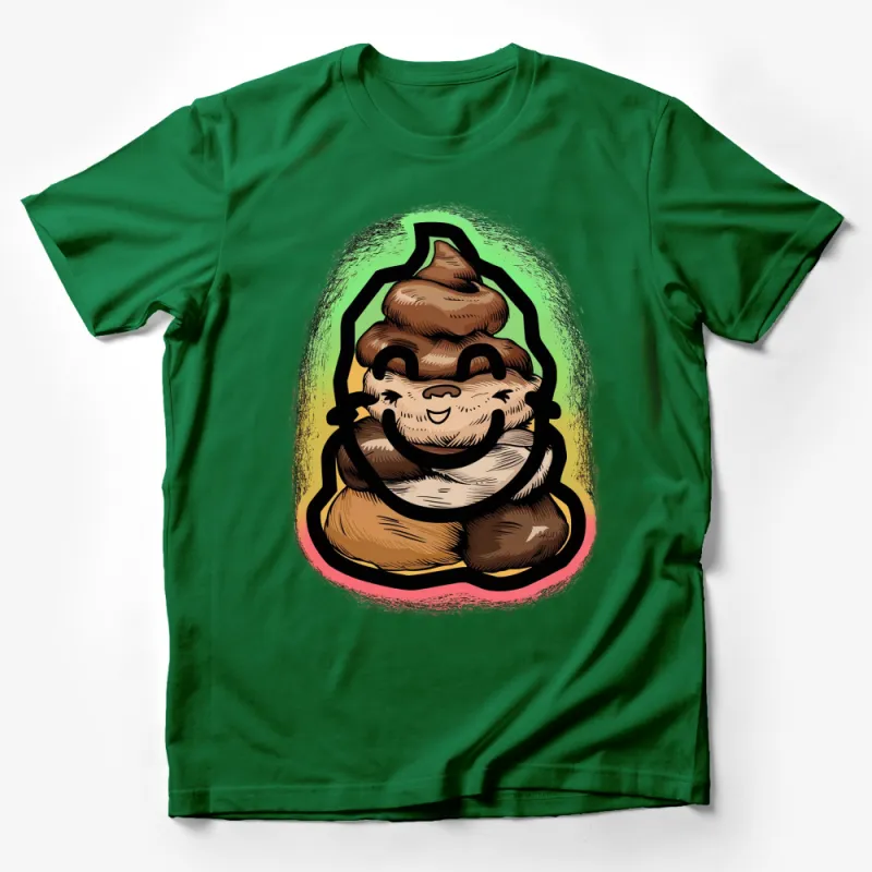 Funky Poo Emoji Graphic Tee, Cute Smiling Poop Character, Unisex T-Shirt for All Ages Male T-Shirt