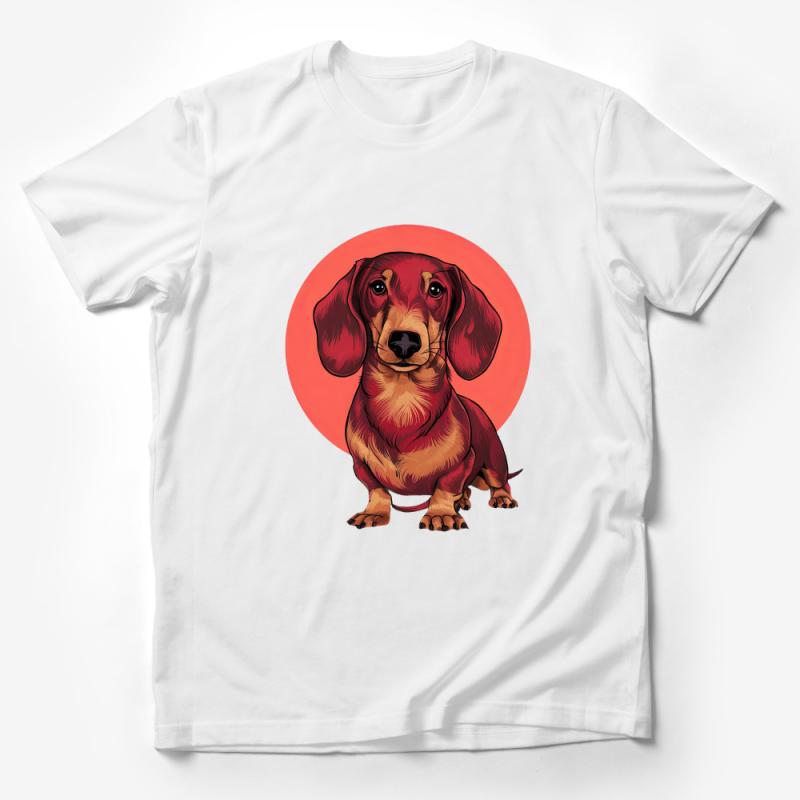 Dachshund Dog T-Shirt, Cute Sausage Dog Tee, Animal Lover Gift, Unisex Graphic Shirt, Pet Portrait Casual Top, Dog Owner Apparel Male T-Shirt