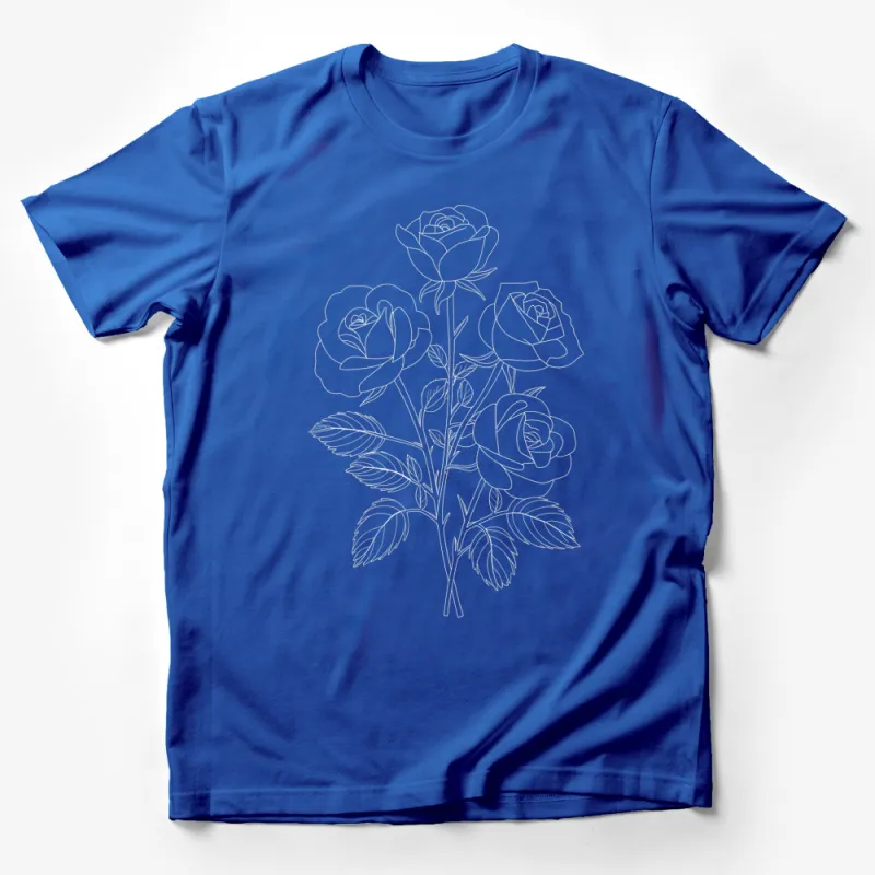 Elegant Rose Flower Line Art T-Shirt, Minimalist Floral Design Tee, Nature Inspired Casual Wear Male T-Shirt