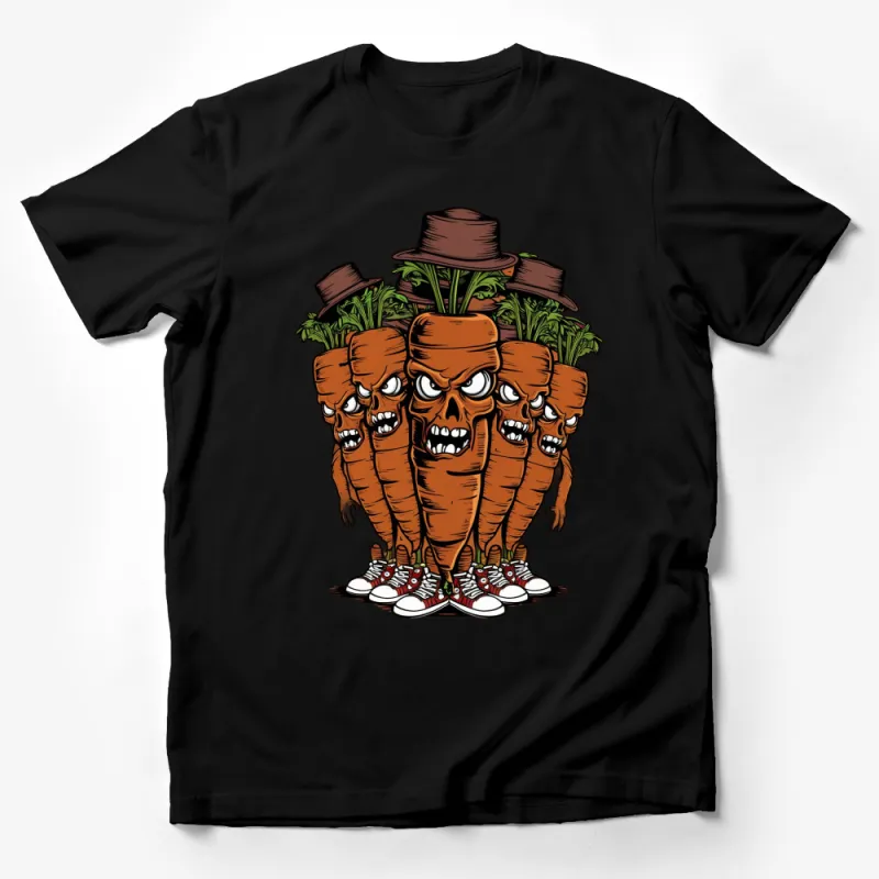 Gangster Carrots T-Shirt, Cool Cartoon Vegetable Characters, Unique Graphic Tee, Unisex Male T-Shirt