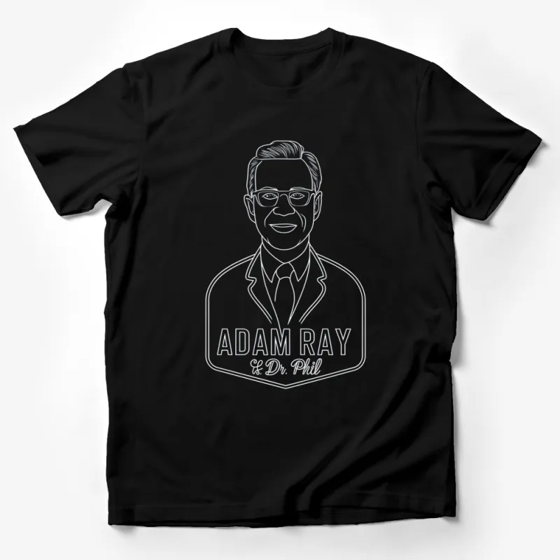 Adam Ray and Dr. Phil Inspired Graphic T-Shirt, White Line Art Portrait, Unique Celebrity Tee Male T-Shirt