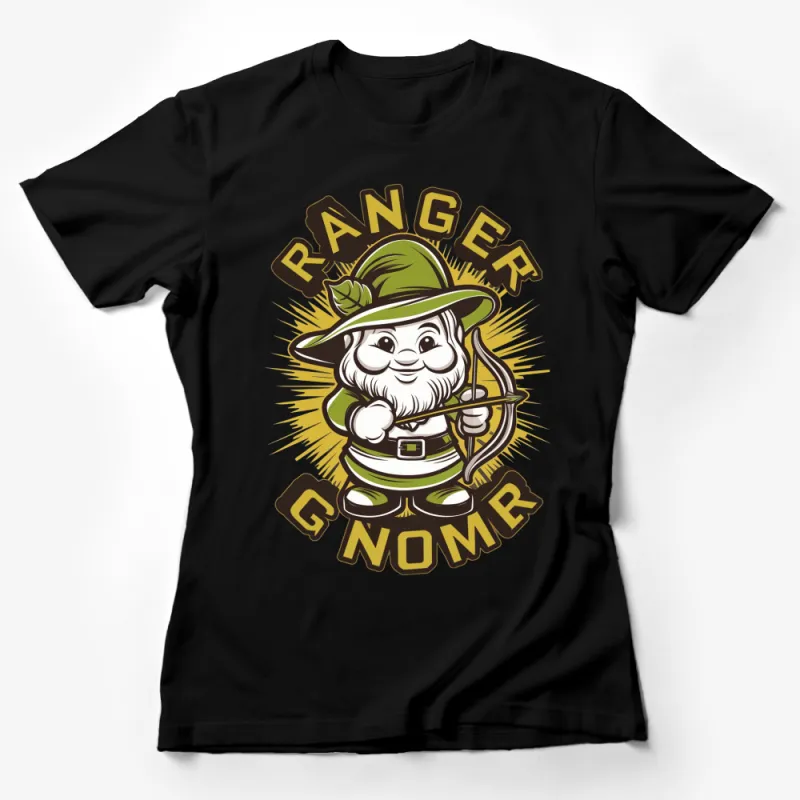 Ranger Gnome Graphic T-Shirt, Cartoon Gnome Archer, Outdoor Adventure Tee, Unique Men's Women's Apparel Female T-Shirt