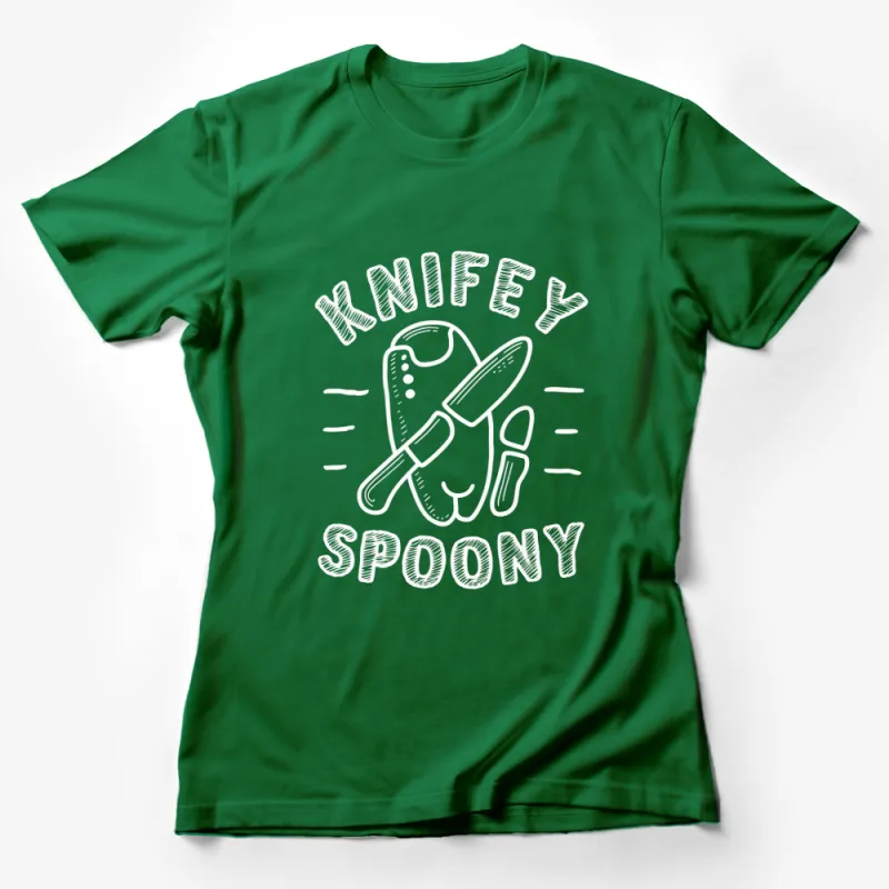 Knifey Spoony Game T-Shirt, Funny Australian Slang Phrase Shirt, Black and White Graphic Tee Female T-Shirt