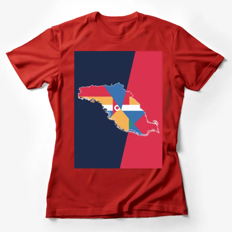 Colorful Abstract Art Florida Map T-Shirt, Geometric Design, Color Blocking Unisex Tee Female T-Shirt