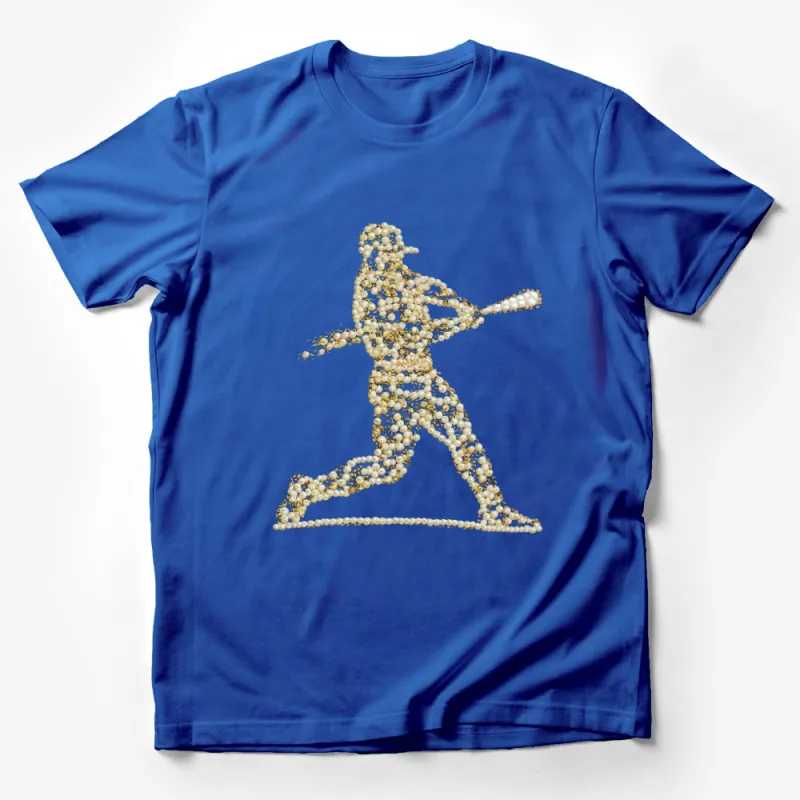 Unique Pearl and Gold Bead Archer T-Shirt, Handmade Beaded Design, Elegant Artistic Fashion Male T-Shirt