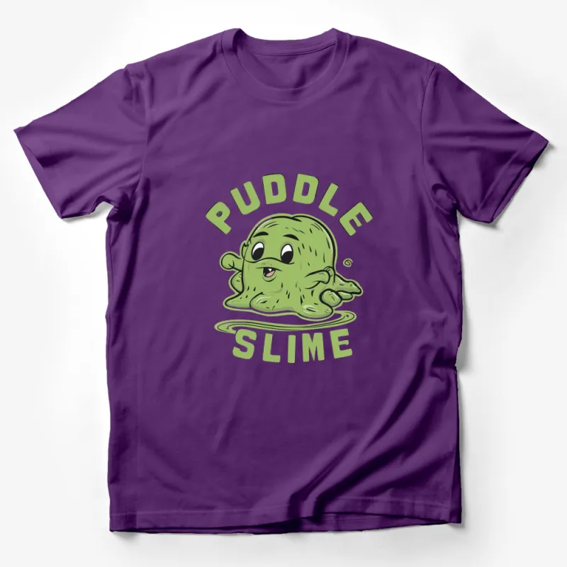 Cute Puddle Slime Cartoon T-Shirt, Green Slime Monster Tee for Kids and Adults, Playful Graphic Shirt Male T-Shirt