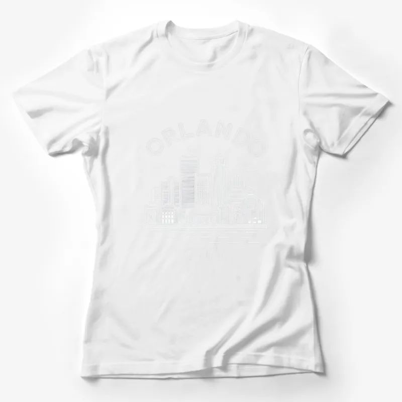 Orlando City Skyline T-Shirt, Minimalist Urban Line Art, Trendy Cityscape Graphic Tee, Unisex Female T-Shirt