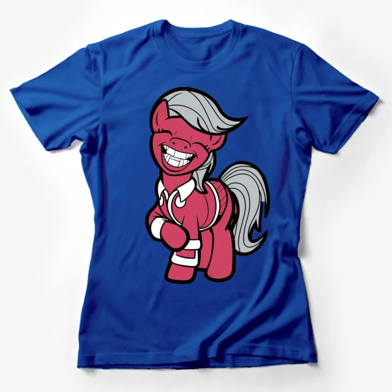 Red Cartoon Pony T-Shirt, Cute Horse Graphic Tee, Fun Animal Shirt for Kids and Adults Female T-Shirt