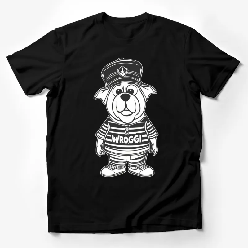 Cartoon Police Bulldog T-Shirt for Kids, Cute Dog Character Tee, Fun Animal Cop Shirt, Boys Girls Top Male T-Shirt