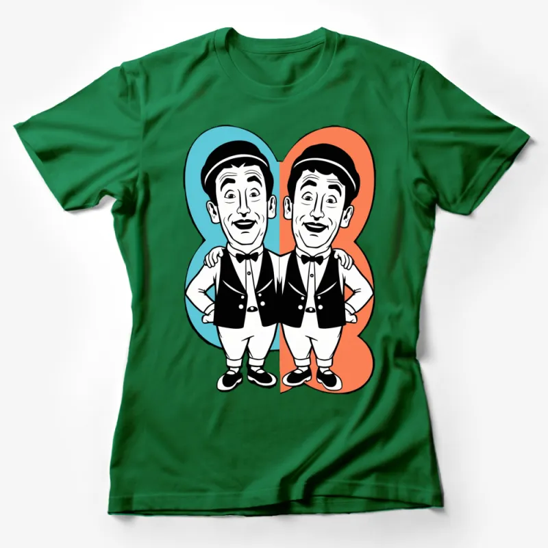 Vintage Comedy Duo Cartoon T-Shirt, Retro Style Graphic Tee, Classic TV Show Fans, Unisex T-Shirt Female T-Shirt