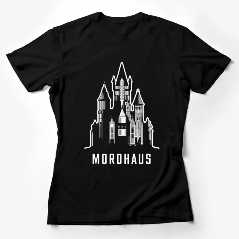 Gothic Castle MORDHAUS T-Shirt, Cool Haunted House Graphic Tee, Unisex Gothic Apparel Female T-Shirt