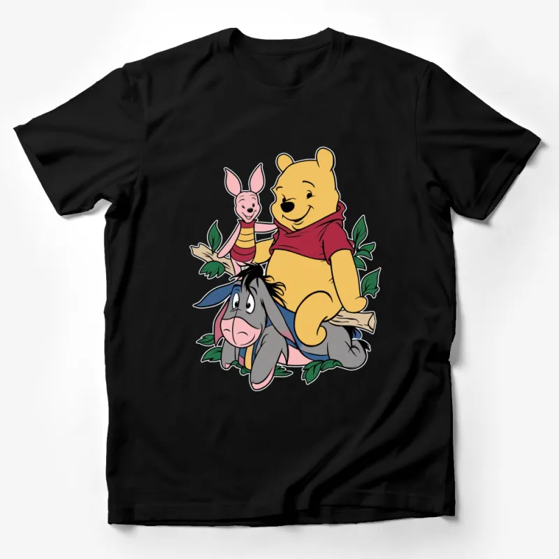 Classic Cartoon Friends T-Shirt, Whimsical Piglet Pooh and Eeyore Tee, Fun Family Kids and Adult Clothing Male T-Shirt