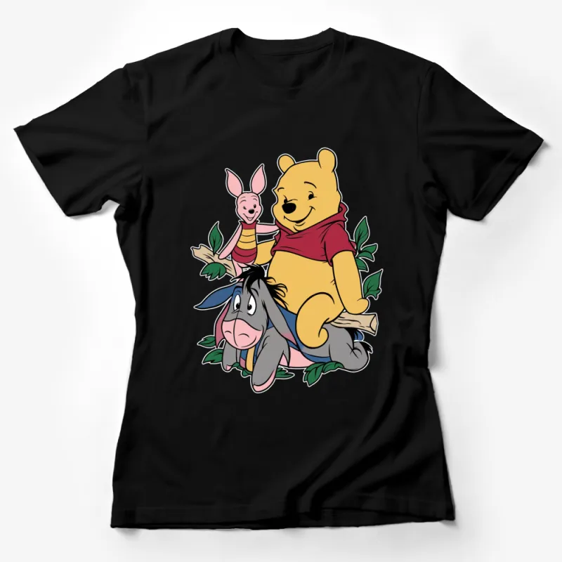 Classic Cartoon Friends T-Shirt, Whimsical Piglet Pooh and Eeyore Tee, Fun Family Kids and Adult Clothing Female T-Shirt