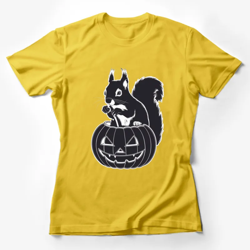 Halloween Squirrel Pumpkin T-Shirt, Spooky Autumn Graphic Tee, Unisex Fall Shirt Design Female T-Shirt