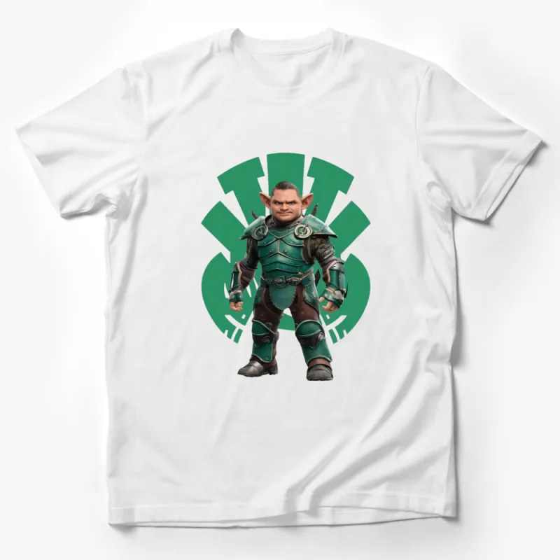 Fantasy Inspired Orc Warrior T-Shirt, Green Armor Roleplay Game Fan Tee, Unique Gift Male T-Shirt