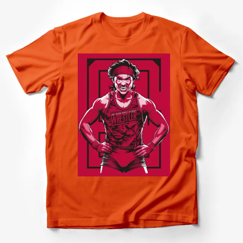 Vintage Wrestler Graphic Tee, Bold Red Wrestling T-Shirt, Unique Sports Fan Gift Idea, Unisex Male T-Shirt