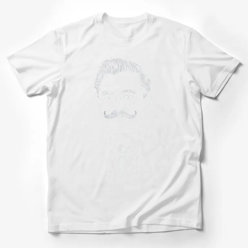 Vintage Gentleman Portrait Sketch T-Shirt, Classic Moustache Drawing Tee, Artistic Style Clothing, Unique Gift Male T-Shirt