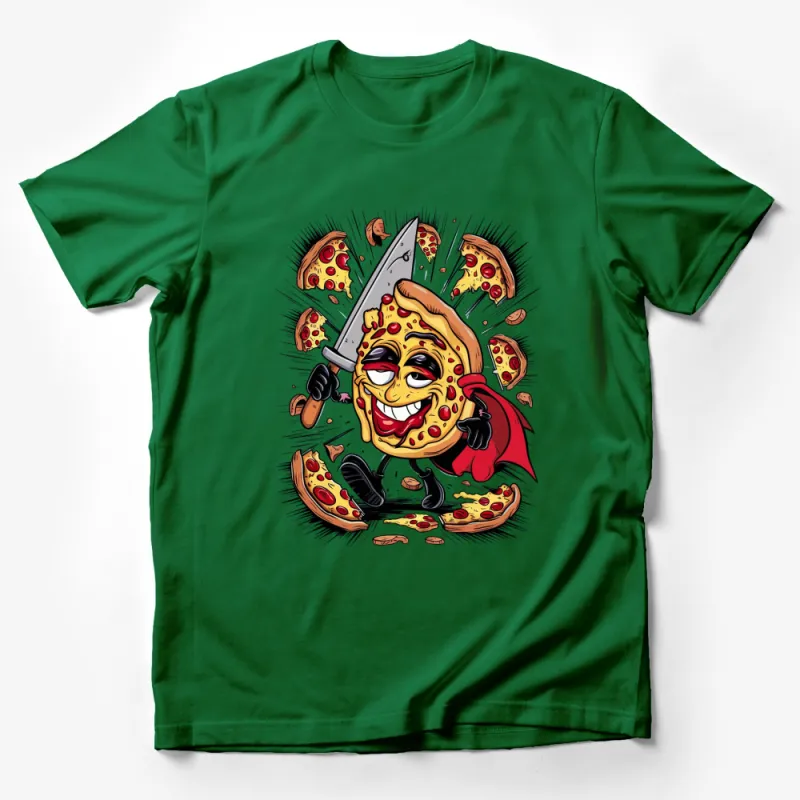 Fun Pizza Slice Superhero T-Shirt, Comic Style Food Graphic Tee, Unique Pizza Lover Gift Idea Male T-Shirt