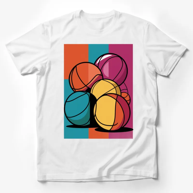 Colorful Geometric Circles Graphic T-Shirt, Modern Art Design Tee, Unisex Fashion Shirt Male T-Shirt