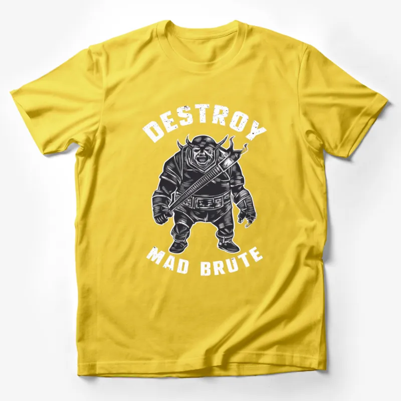 Men's Graphic Tee, Destroy Mad Brute, Vintage Monster Design, Unique Warrior T-Shirt, Collectible Artwork Shirt Male T-Shirt