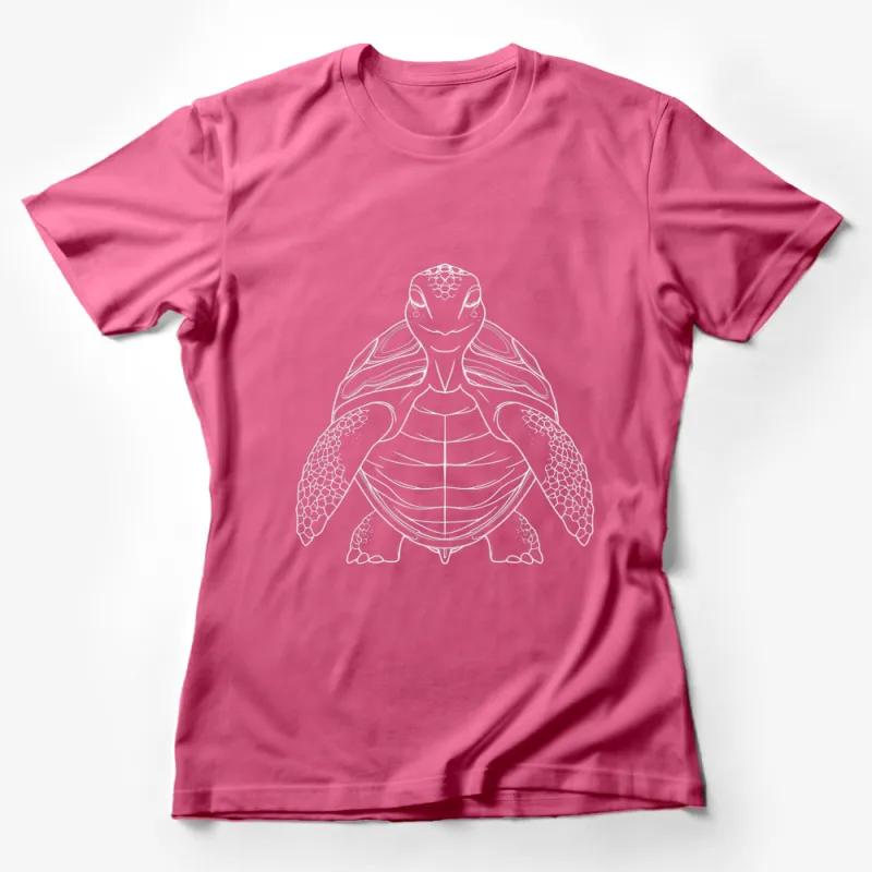 Minimalist Turtle Line Art T-Shirt, Unisex White Shirt with Simple Turtle Design Female T-Shirt