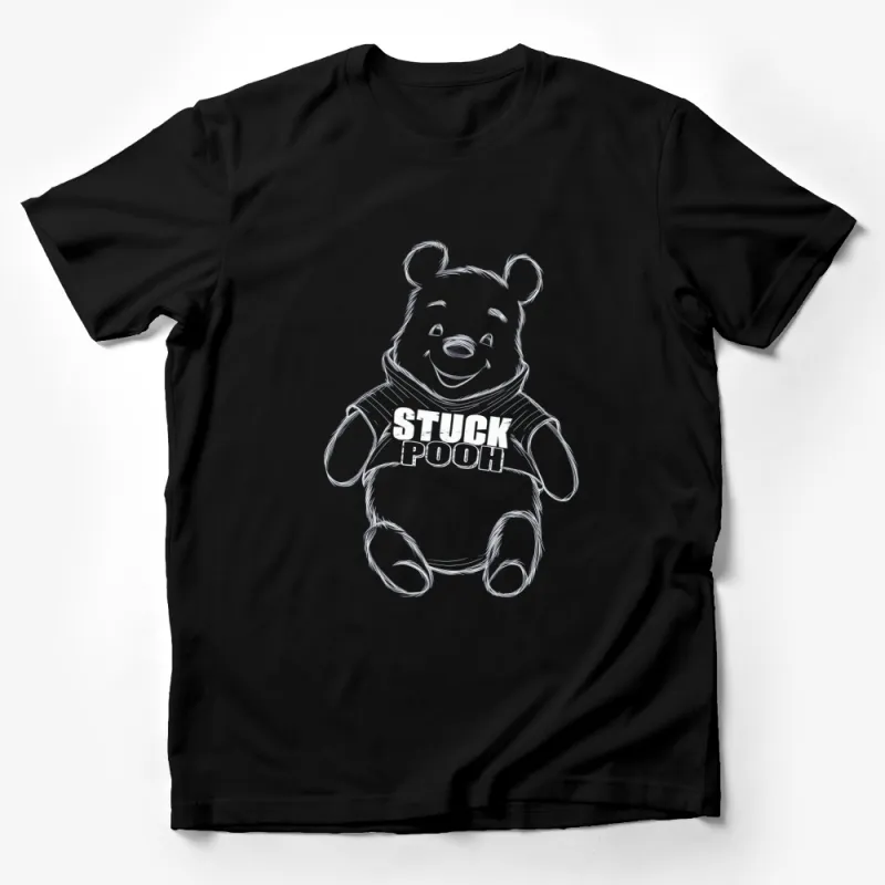 Winnie the Pooh Sketch T-Shirt, Classic Stuffed Pooh Bear Design, Unisex Kids and Adult Sizes Male T-Shirt