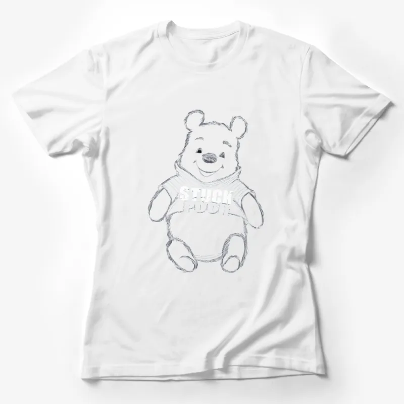 Winnie the Pooh Sketch T-Shirt, Classic Stuffed Pooh Bear Design, Unisex Kids and Adult Sizes Female T-Shirt