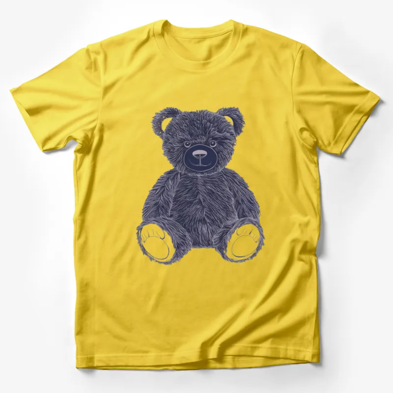 Cute Blue Teddy Bear Graphic T-Shirt, Kids and Adults Casual Top, Unique Animal Design Tee, Soft Cotton Male T-Shirt