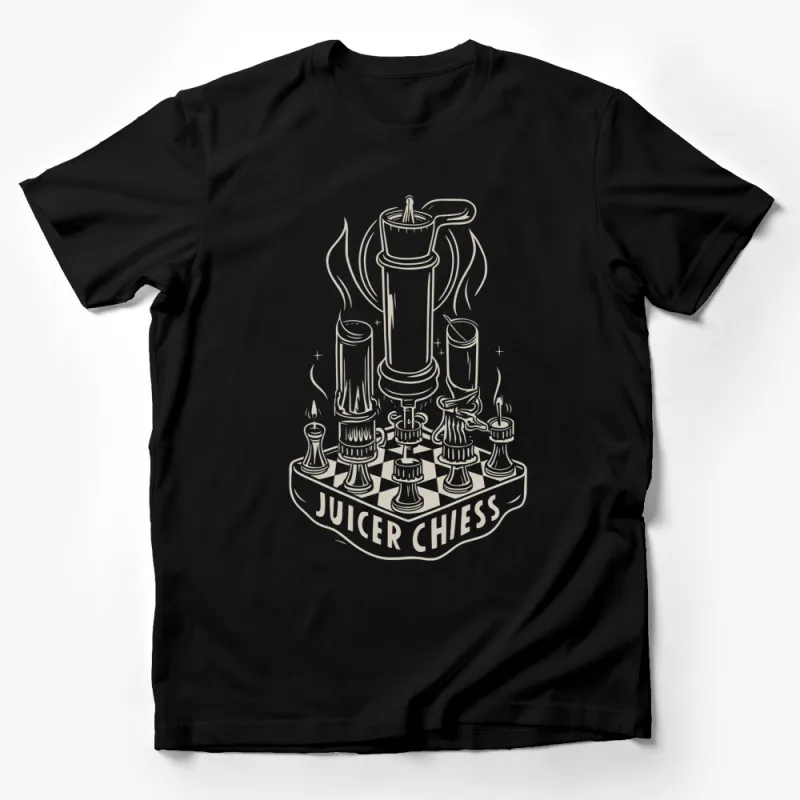 Unique Juicer Chess T-Shirt, Vintage Chessboard and Juicer Graphic Tee, Unisex Casual Shirt for Chess Lovers Male T-Shirt