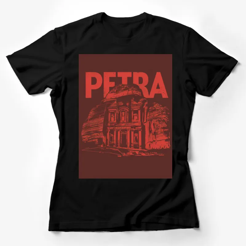 Vintage Petra Jordan Graphic T-Shirt, Retro Travel Tee, Bold Red and Black Shirt Female T-Shirt