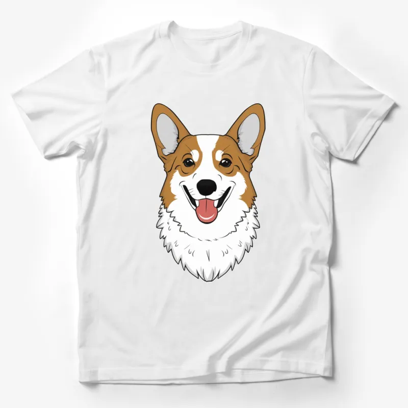 Cute Corgi Face T-Shirt, Happy Dog Graphic Tee, Pet Lover Gift, Unisex T-Shirt for Dog Owners Male T-Shirt