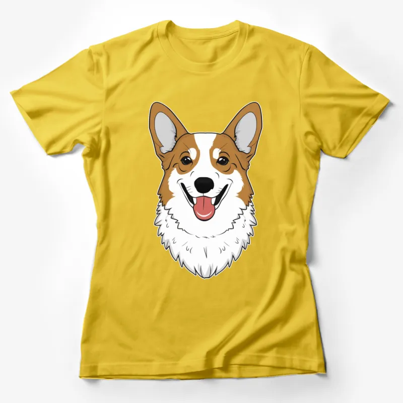 Cute Corgi Face T-Shirt, Happy Dog Graphic Tee, Pet Lover Gift, Unisex T-Shirt for Dog Owners Female T-Shirt