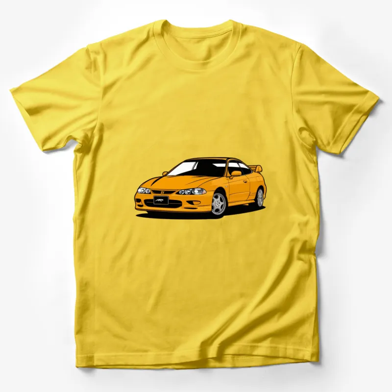 Yellow Sports Car T-Shirt, Classic Car Enthusiast Tee, Unisex Graphic T-shirt, Racing Lover Gift, Summer Casual Wear Male T-Shirt