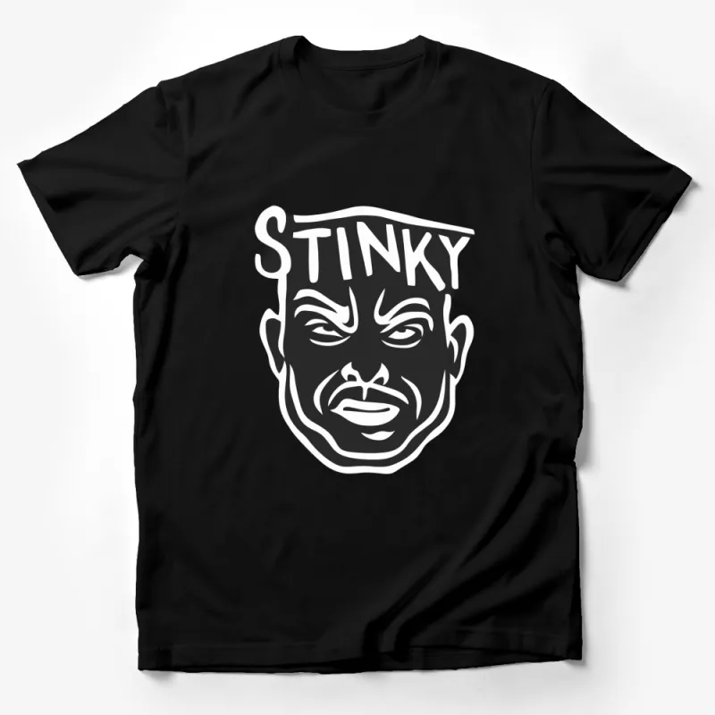 Stinky Bold Face Graphic T-Shirt, Unique Statement Tee, Black and White, Hip-Hop Inspired, Unisex Adult Clothing Male T-Shirt