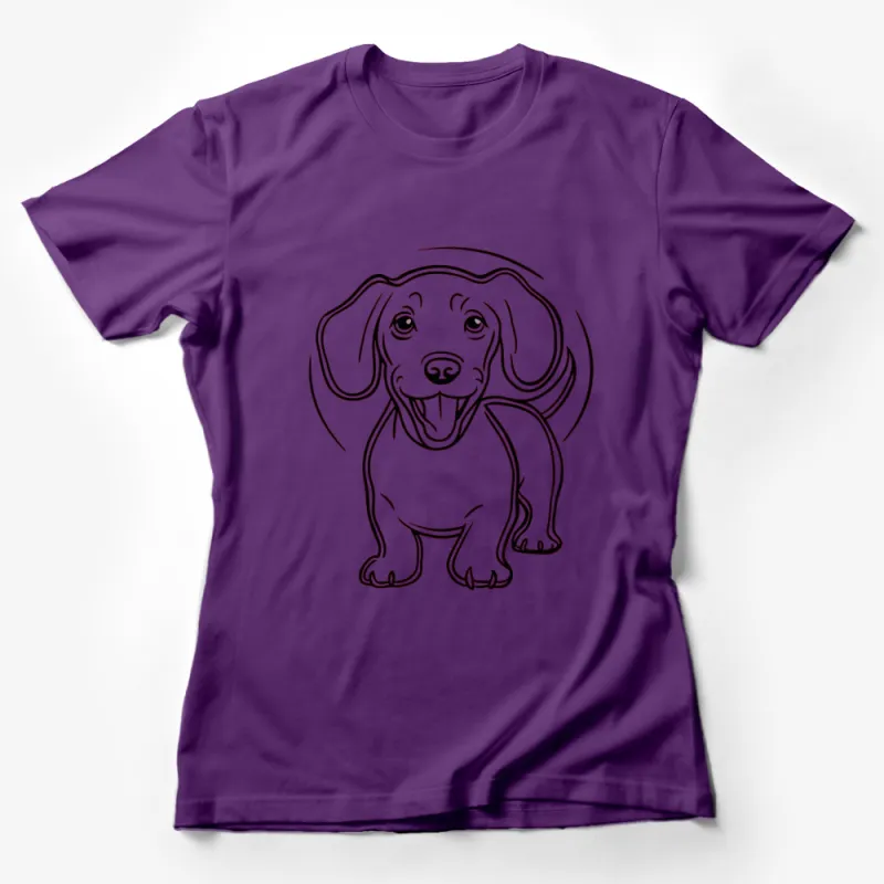 Cute Puppy Line Art T-Shirt - Adorable Dog Drawing Tee for Animal Lovers, Unisex Graphic Shirt Female T-Shirt