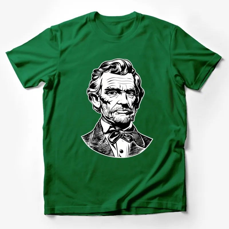 Abraham Lincoln Portrait Black and White T-Shirt, Historical Figure Tee, Unisex Male T-Shirt