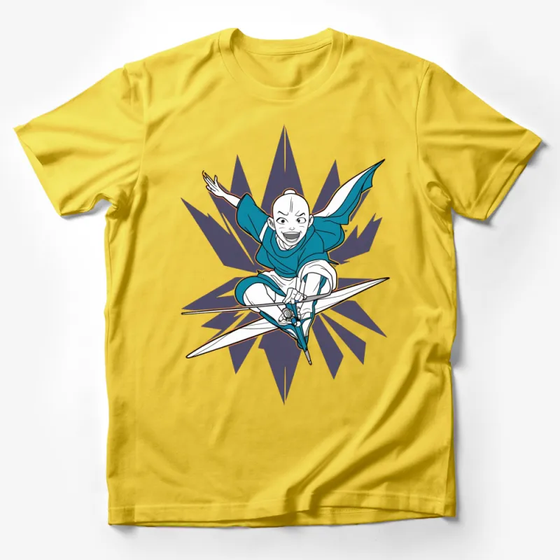 Avatar The Last Airbender T-Shirt, Aang on Glider, Cartoon Graphic Tee, Unisex Apparel Male T-Shirt