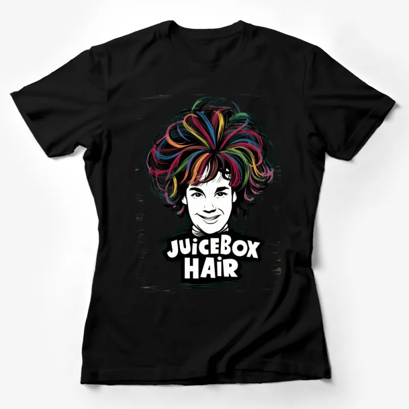 Bold Colorful Juicebox Hair Graphic T-Shirt, Fun Rainbow Curly Top Tee, Unique Artistic Hair Design, Casual Wear Female T-Shirt