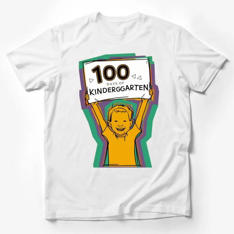 Kids 100 Days of Kindergarten Celebration T-Shirt, Bright Colorful Graphic Tee for Children Male T-Shirt