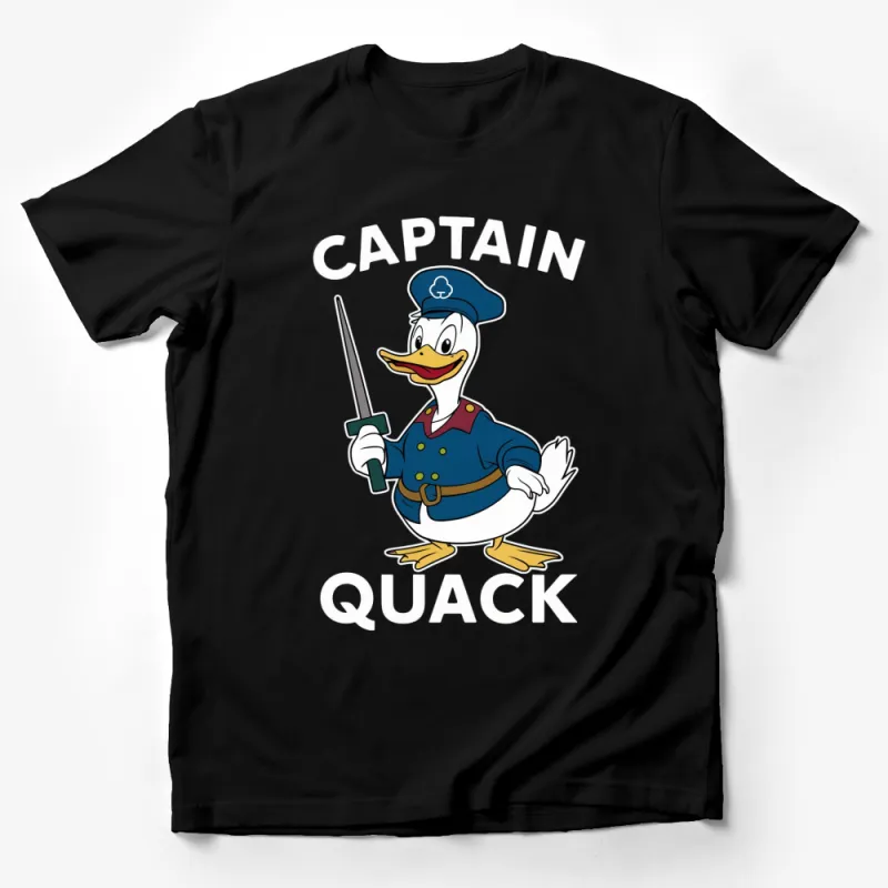 Captain Quack Duck T-Shirt, Nautical Cartoon Character Tee, Kids and Adult Sizes Available Male T-Shirt