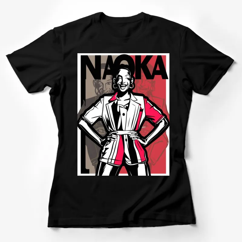 Bold Pop Art NAOIKA Design T-Shirt, Unique Graphic Tee with Vintage Comic Style, Unisex Fashion Female T-Shirt