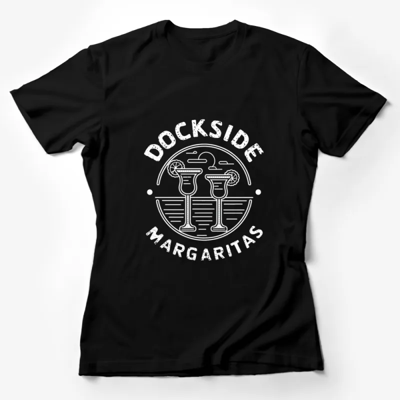 Dockside Margaritas T-Shirt, Sunset and Cocktail Graphic Tee, Beach Party Casual Wear, Unisex Adult Summer Top Female T-Shirt