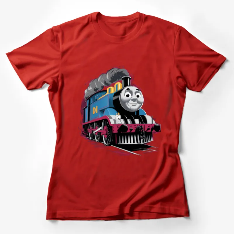 Colorful Vintage Train T-Shirt, Classic Locomotive Design, Kids and Adult Sizes, Unique Railway Engine Graphic Tee Female T-Shirt